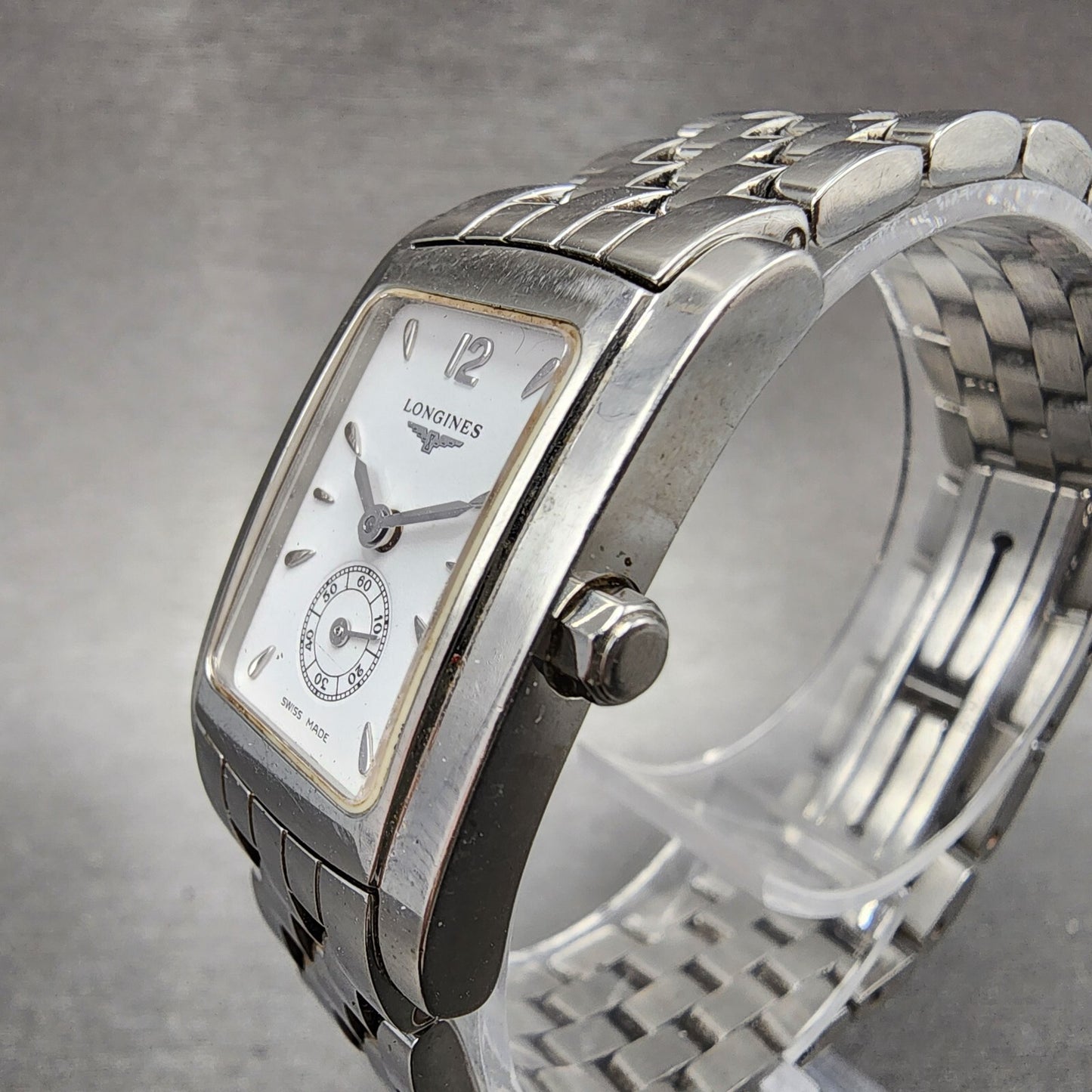 Longines Dolce Vita tank Watch Women 20mm White Dial Steel Rectangle New Battery