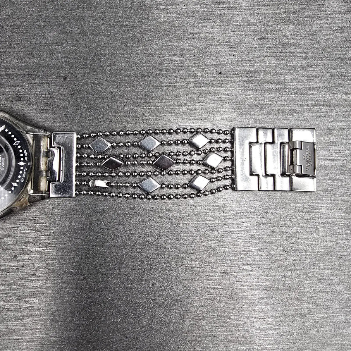 Swatch Brim Over Watch Women 34mm Black Dial Clear Case SFG295G New Battery12