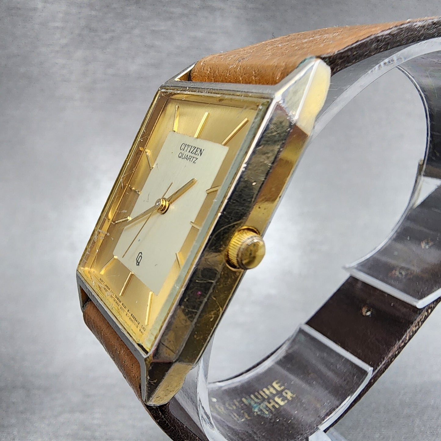 Citizen CQ Tank Watch Men 25mm Champagne Dial Gold Rectangle 6031-S06291 PARTS