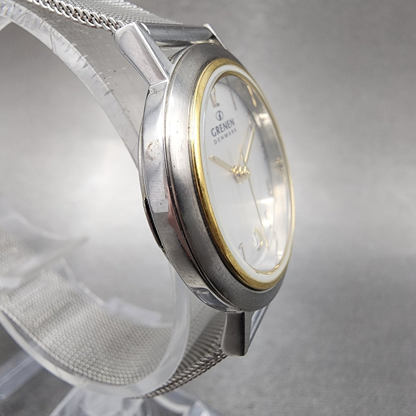 Skagen Grenen Watch Women 28mm Silver Dial Steel Date Mesh Band New Battery