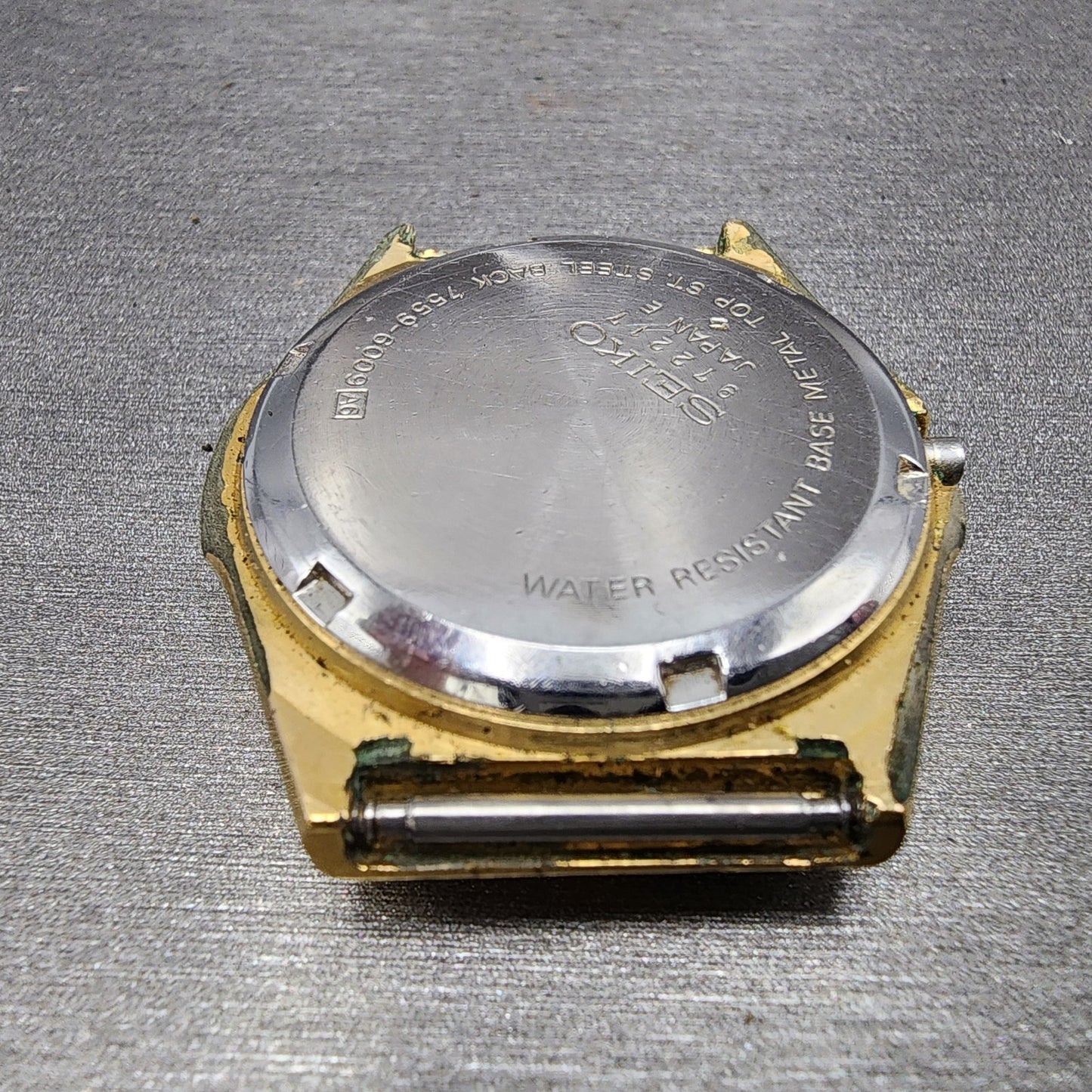 Seiko SQ Watch Men 37mm Black Dial Gold Tone Daydate 7559-6009 PARTS