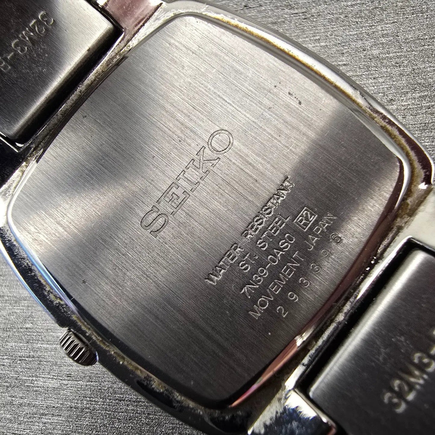 Seiko Watch Men 34mm White Dial Silver Tone Date Rectangle 7N39-0AS0 New Battery10
