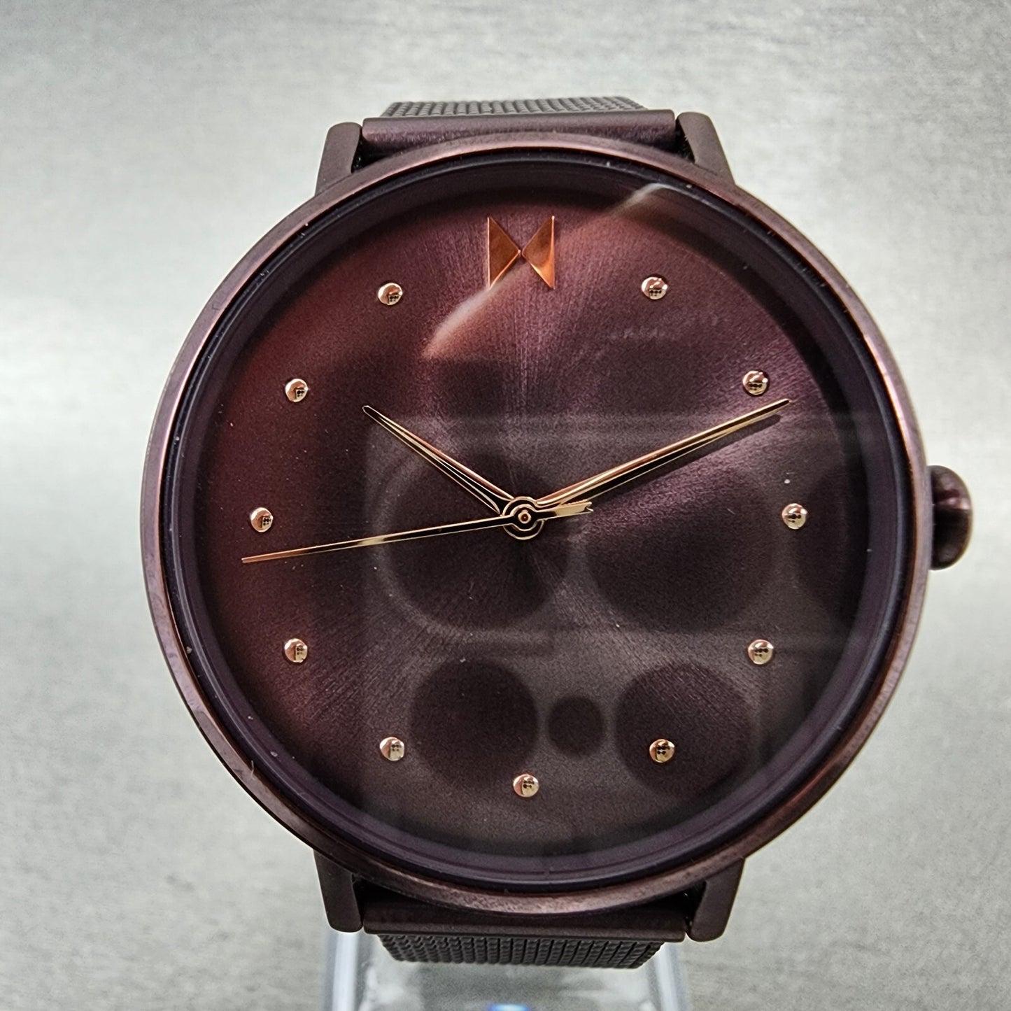 MVMT Dot Watch Women 36mm Purple Dial Purple Tone Round Mesh Band New Battery
