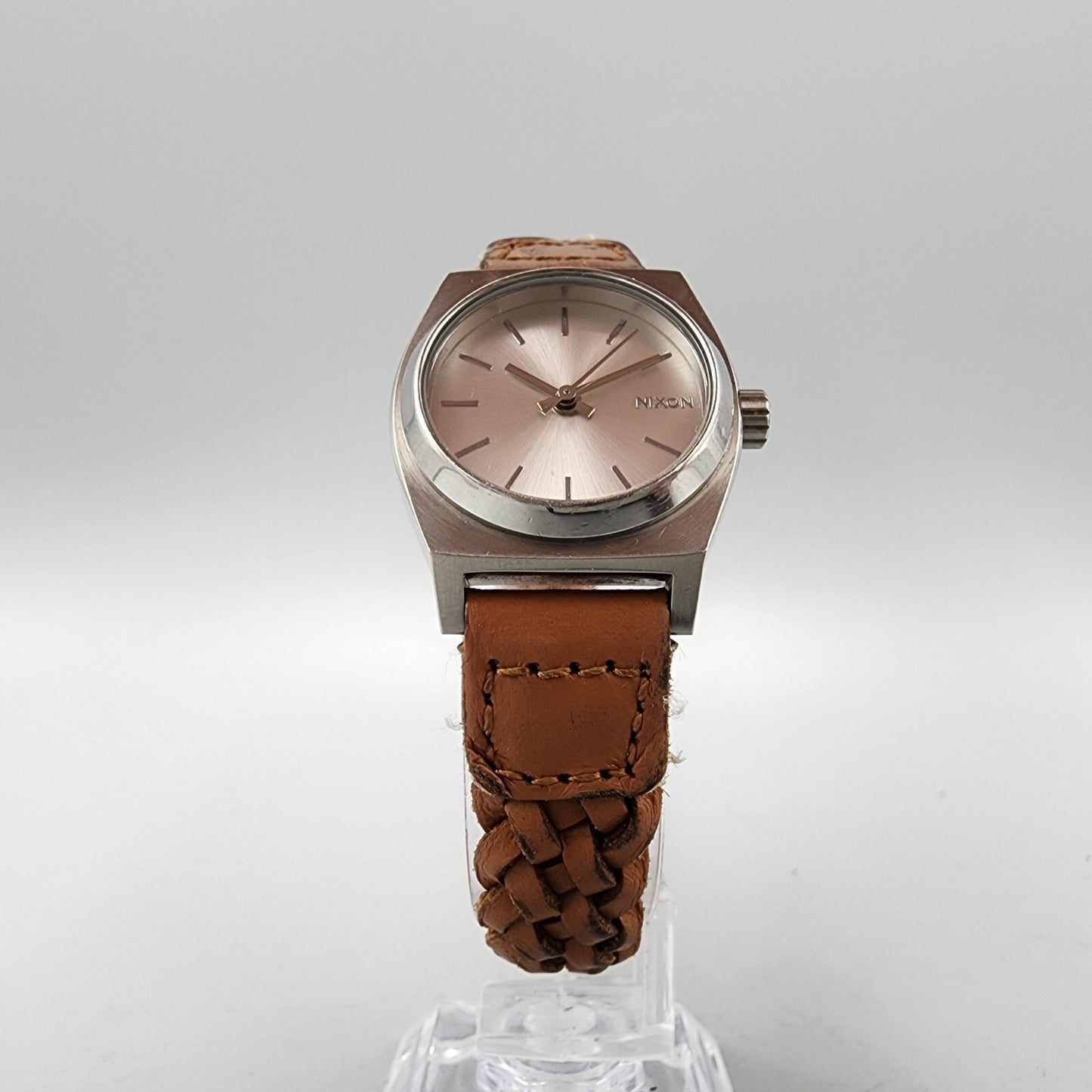 Nixon The Time Teller Watch Women 26mm Silver Dial Silver Tone Round New Battery