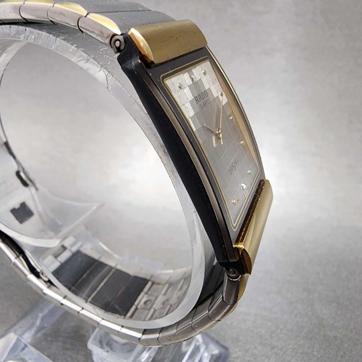 Rado Diastar Watch Men 23mm Gray Dial Black Tone Rectangle 153.0522.3 New Batt