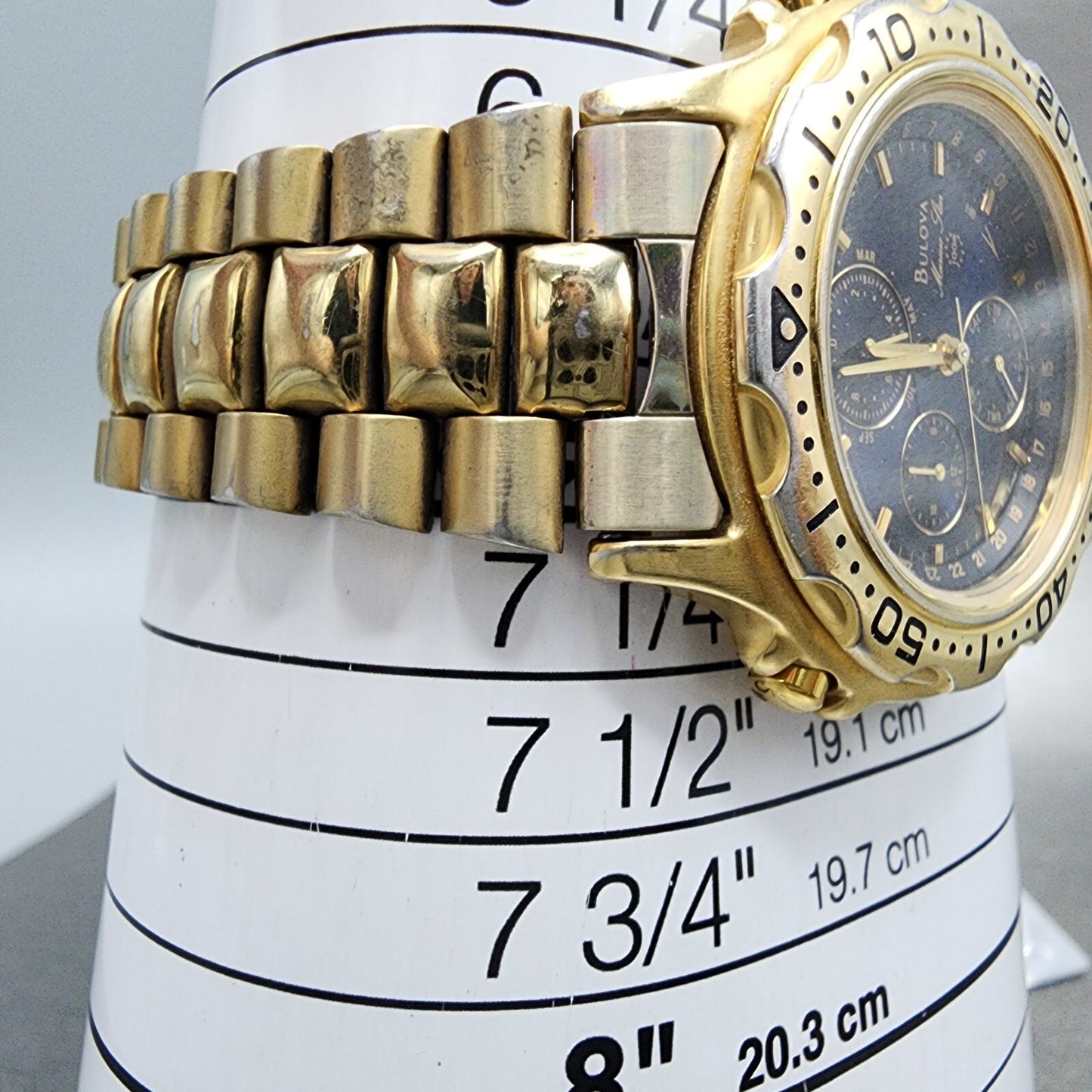 Bulova Marine Star Watch Men 38mm Blue Dial Gold Tone Chronograph 97A41 PARTS12