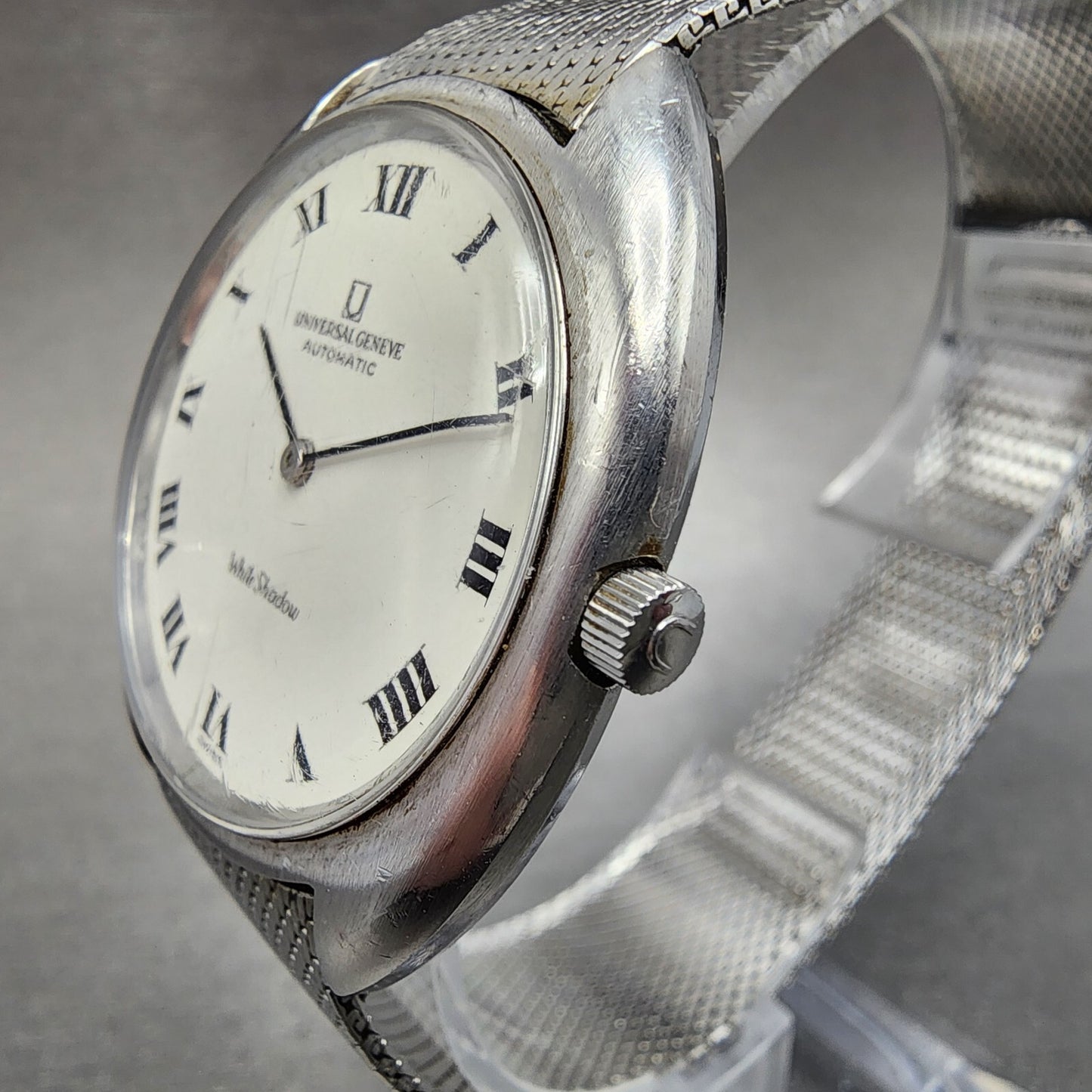 Universal Geneve White Shadow Automatic Watch Men 35mm White Dial Steel 866102