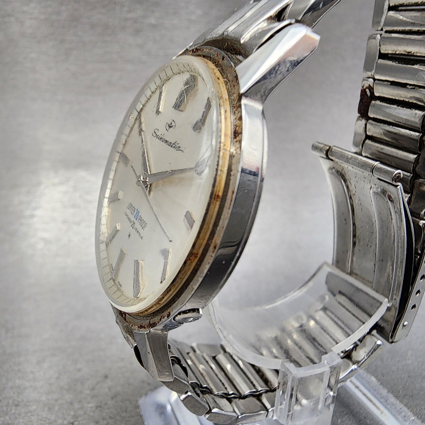 Seiko Seikomatic Watch Men 36mm Silver Dial Silver Tone J13044 Runs READ!!!