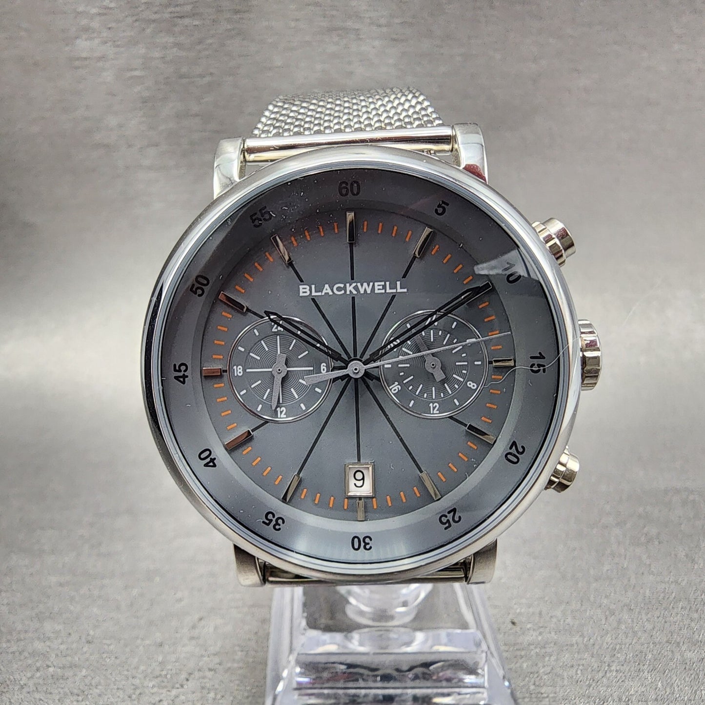 Blackwell Hudson yard Watch Men 44mm Gray Dial Steel Date Round New Battery