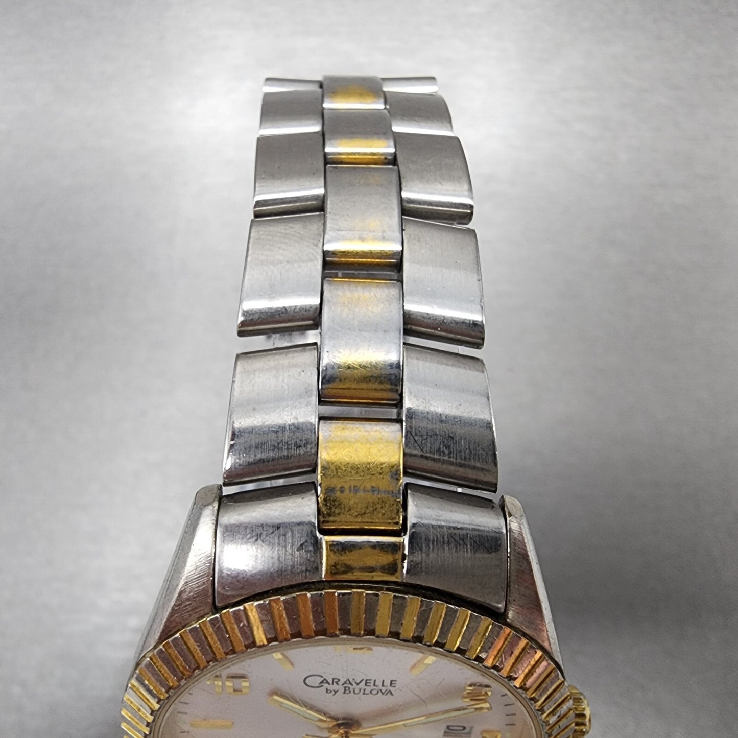 Caravelle Bulova Watch Men 36mm Silver Dial Two Tone Date Round 45B26 New Batt