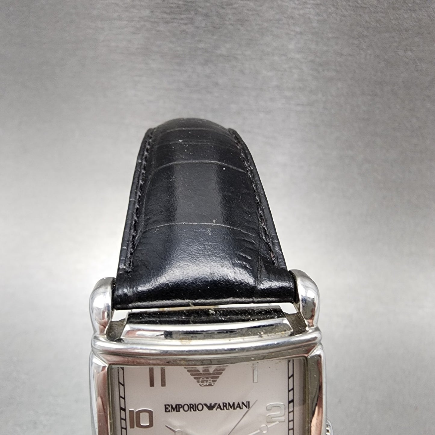 Emporio Armani Tank Watch Men 29mm Silver Dial Steel Rectangle AR-0231 New Batt
