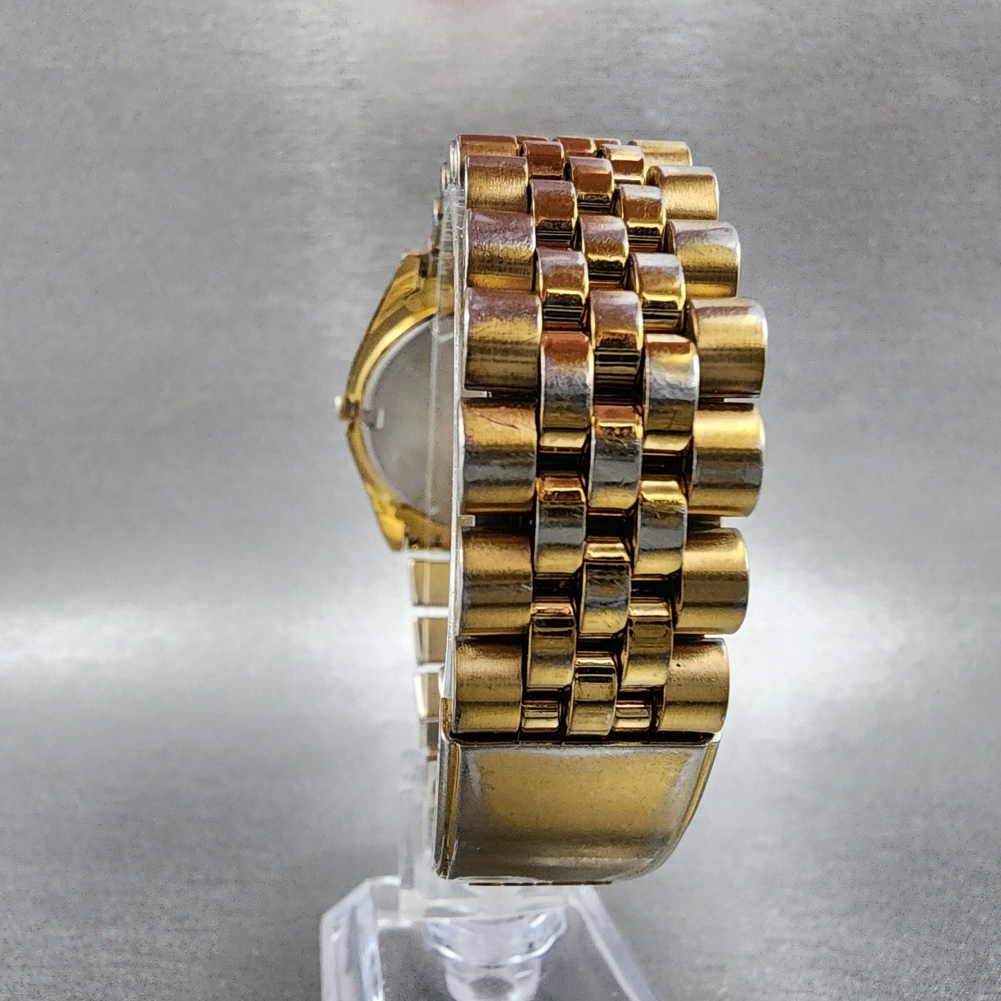 Seiko SQ President Watch Men 36mm Gold Dial Gold Tone Daydate Round 5Y23-8A69 A1