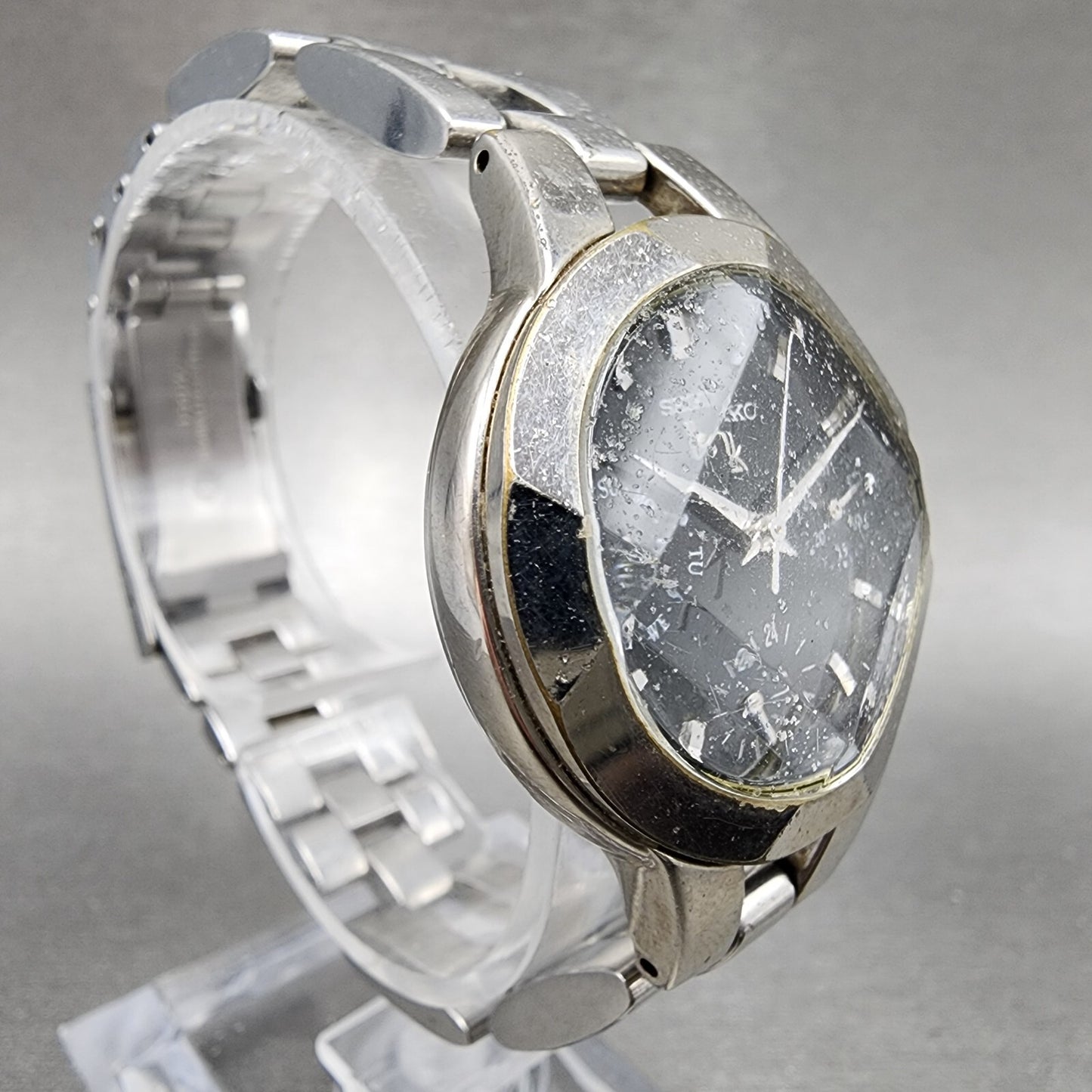 Seiko Lukia Watch Women 31mm Black Dial Silver Tone Daydate Round New Battery