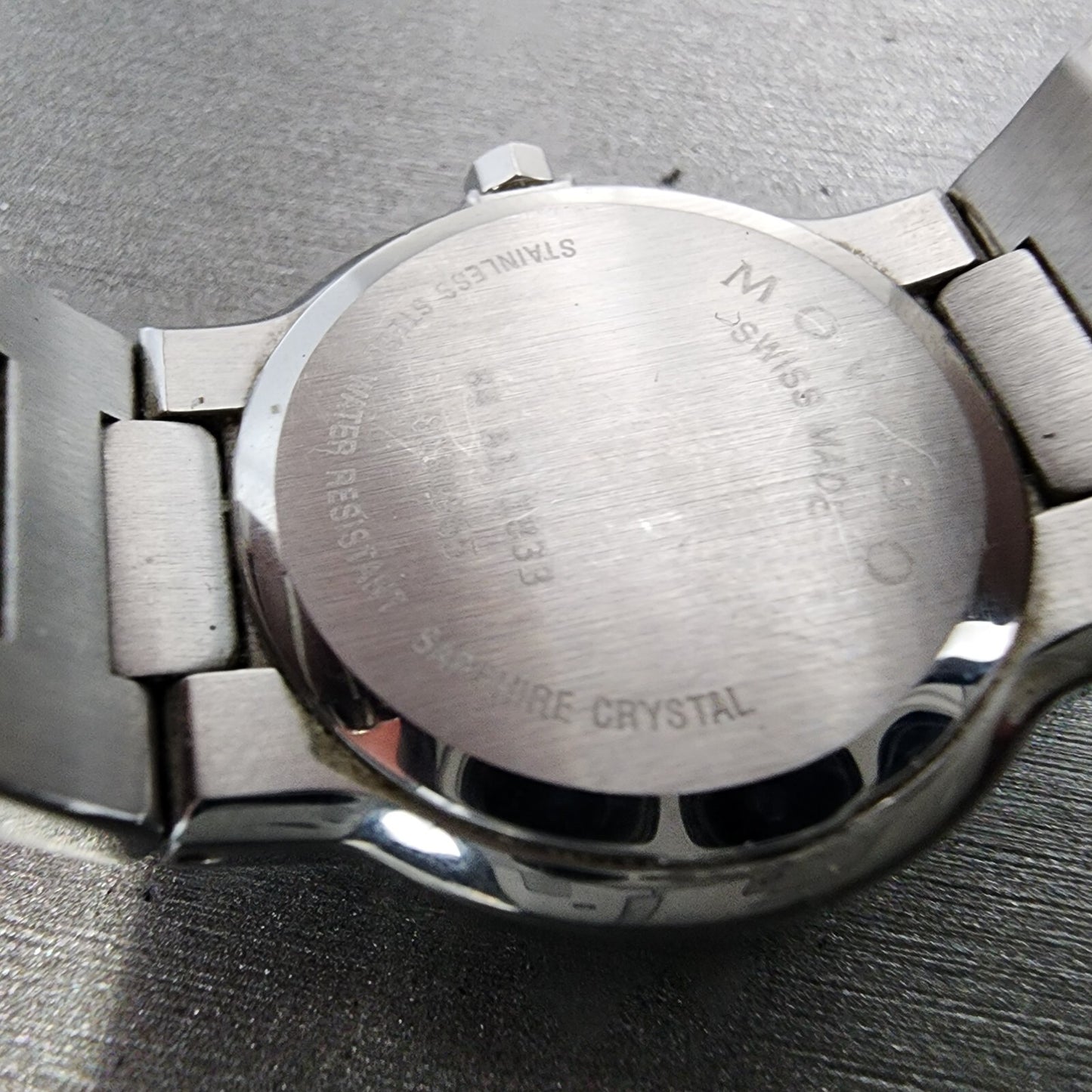 Movado Safiro Watch Women 26mm Black Dial Steel Round 0605806 New Battery