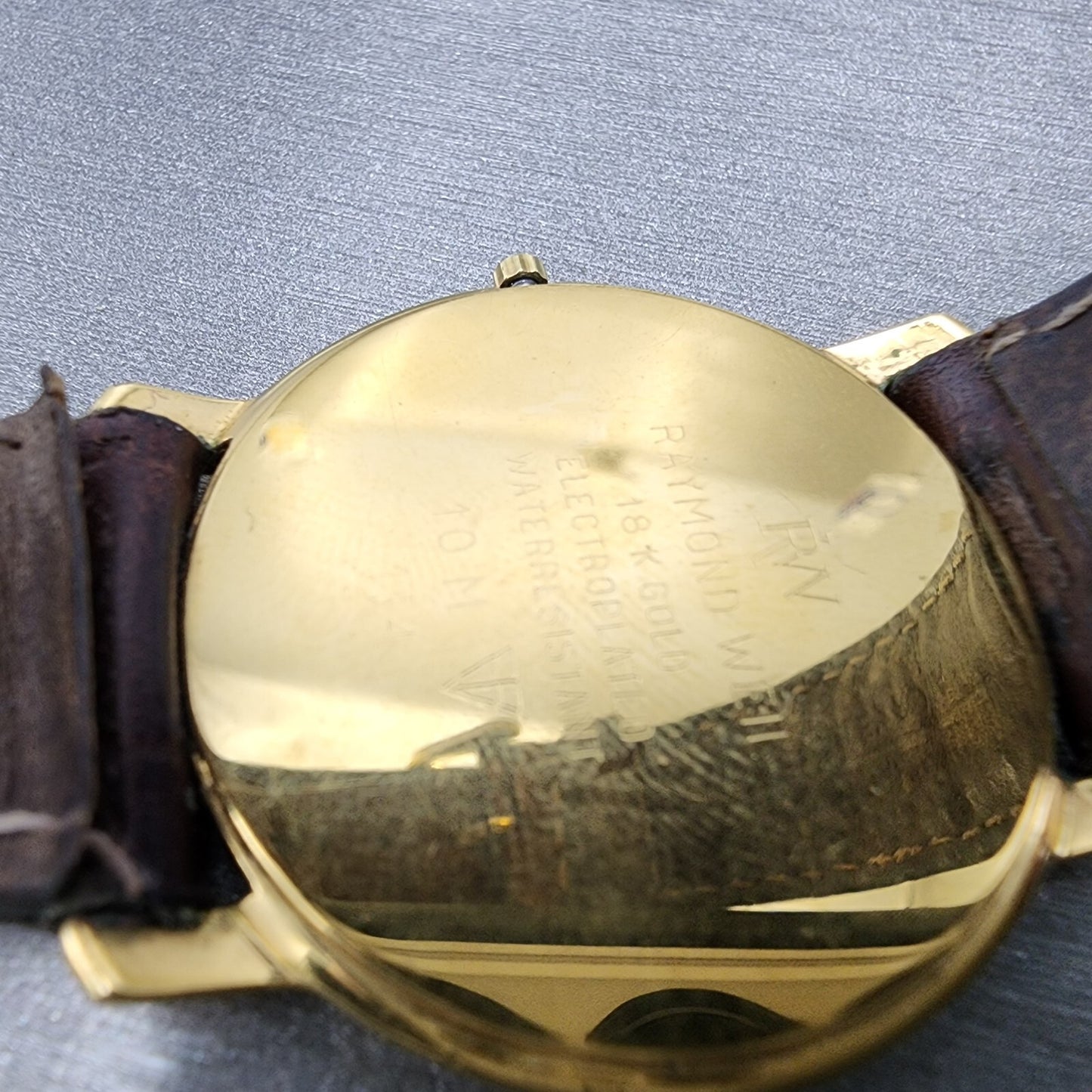 Raymond Weil Watch Men 32mm Black Dial Gold Plated Round 114 New Battery