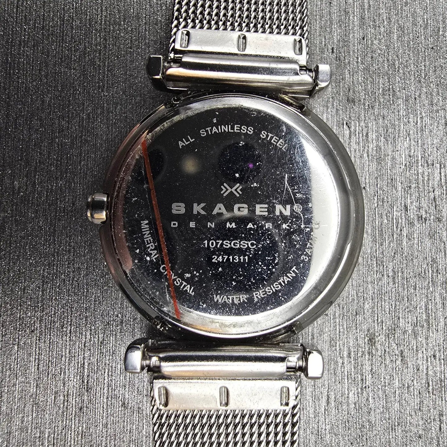 Skagen Watch Women 25mm Silver Dial Silver Tone Round 107SGSC New Battery Mesh L10