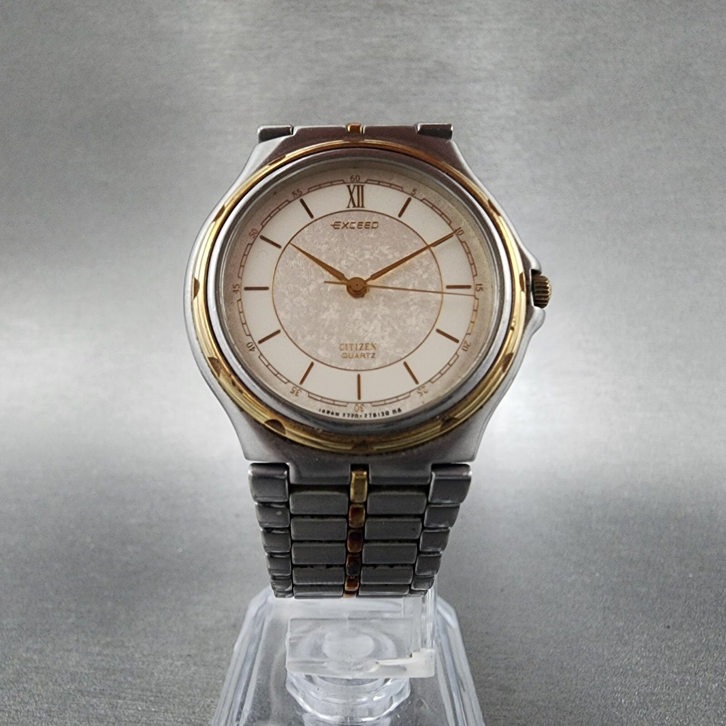 Citizen Exceed Watch Men 32mm White Dial Two Tone Round 2730-954785 New Battery