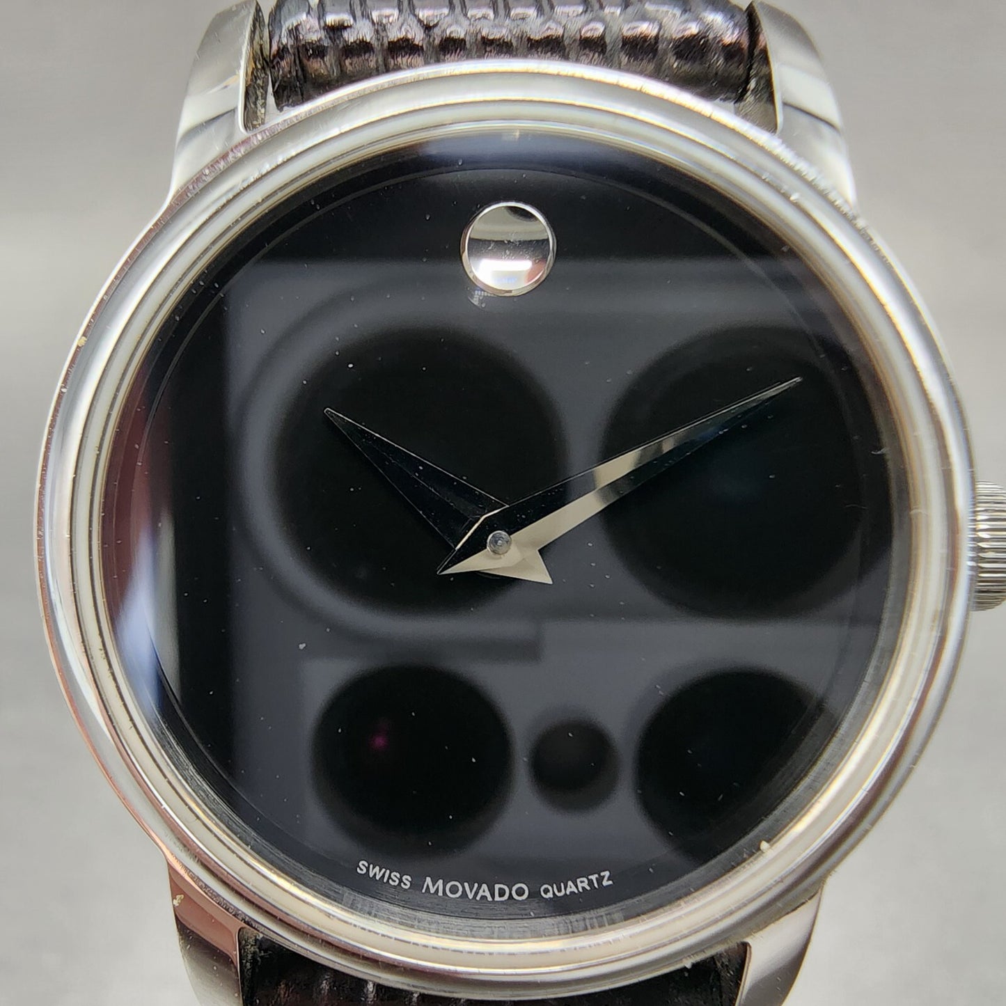 Movado Museum Watch Women 27mm Black Dial Stainless Steel Round New Battery