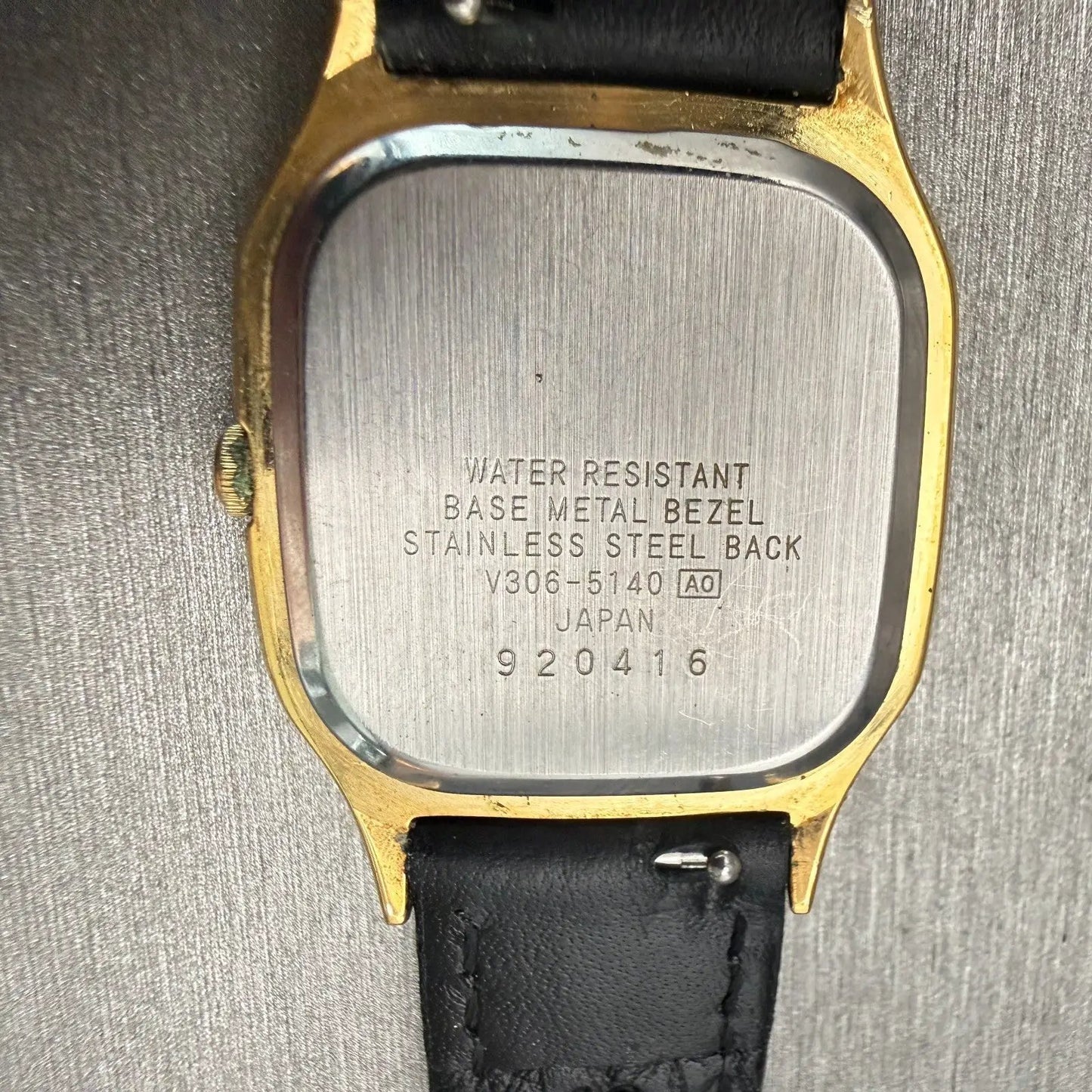 Seiko Alba Watch Men 28mm Gold Dial Gold Tone Rectangle V306-5140 New Battery10