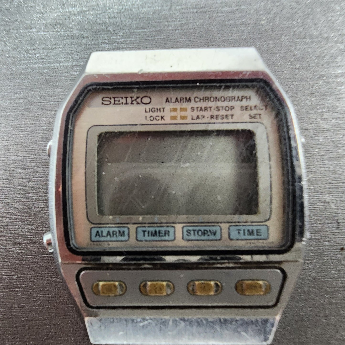 Seiko Digital Watch Men 32mm LCD Silver Tone Alarm Chronograph A547-5040 PARTS