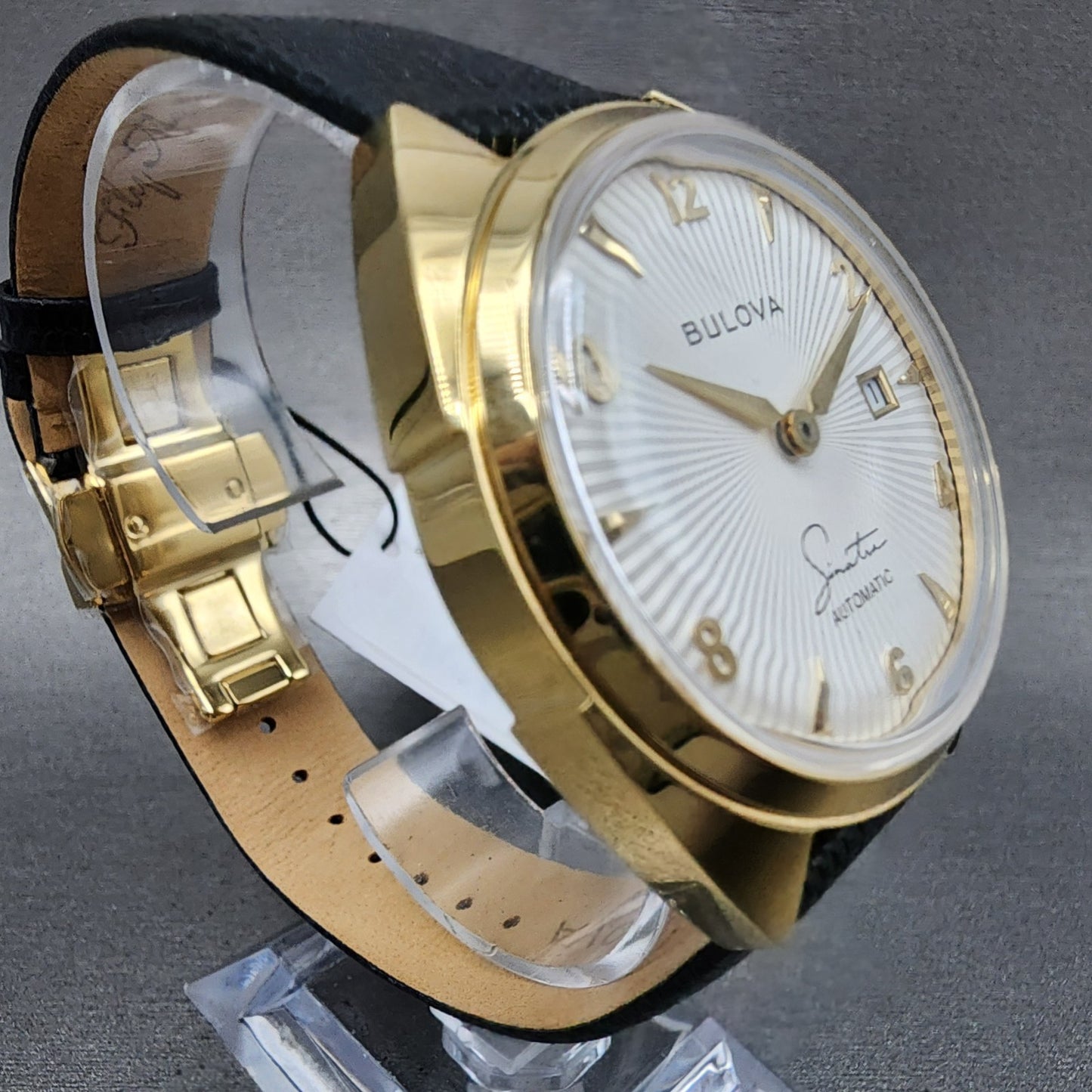 Bulova Frank Sinatra Fly Me To The Moon Watch Men 42mm White Dial Gold Tone READ