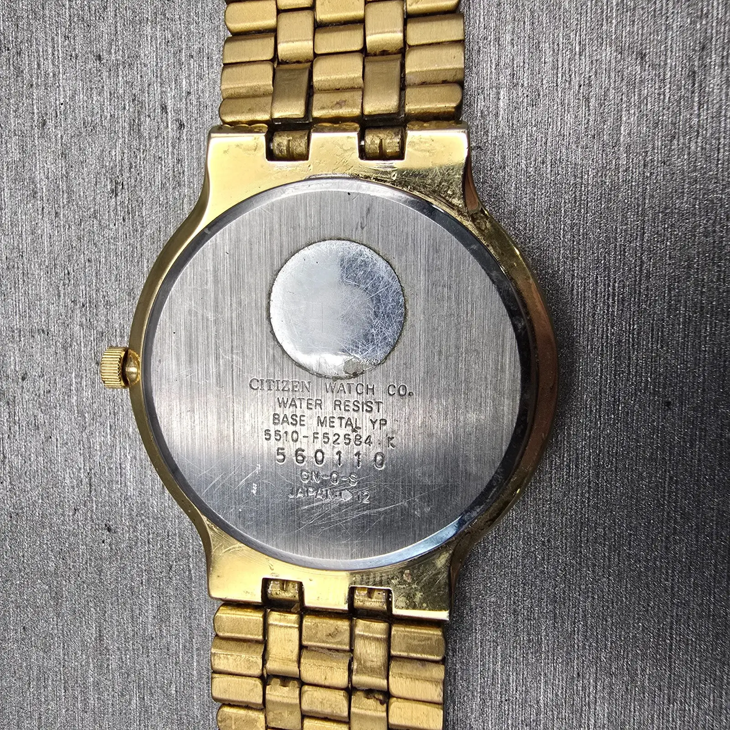 Citizen Watch Men 34mm Gray Dial Gold Tone Date Round 5510-F52584 New Battery10