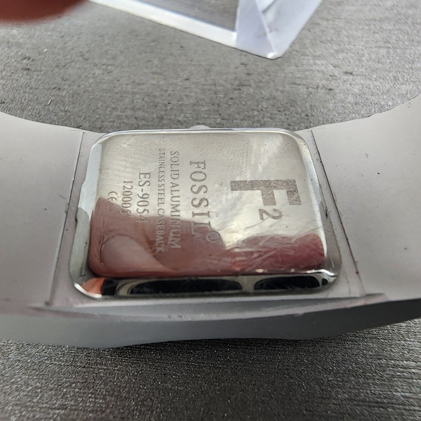 Fossil F2 Watch Women 20mm Silver Dial Aluminum Case Rectangle ES-9054 New Batt