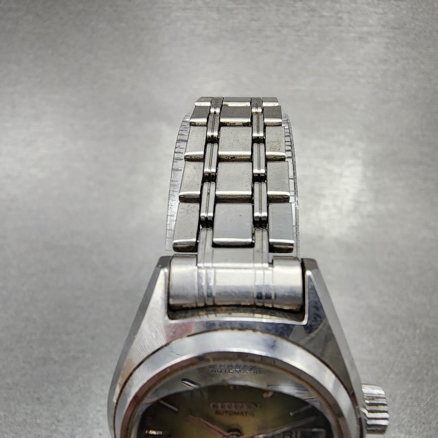 Citizen Automatic Watch Women 25mm Green Dial Steel Day date Round Runs VTG