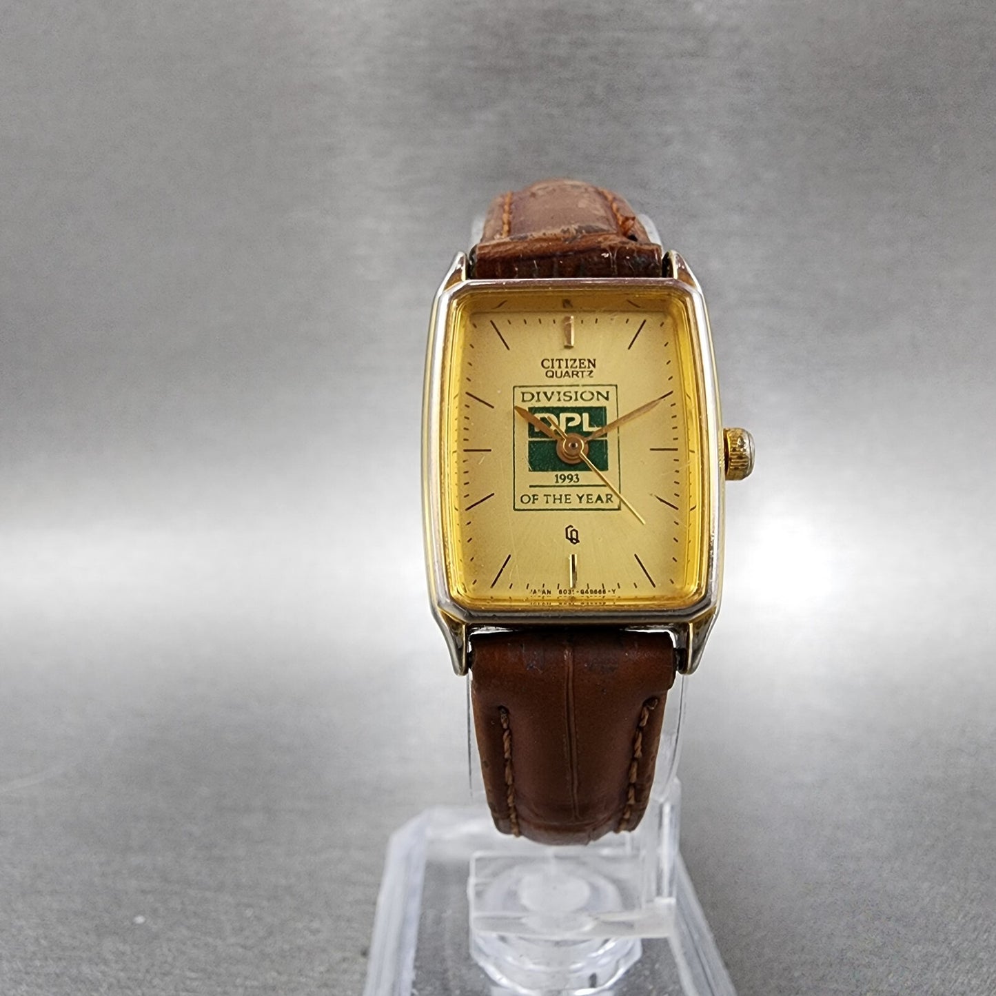 Citizen CQ Tank Watch Women 19mm Champagne Dial Gold Tone Rectangle New Battery