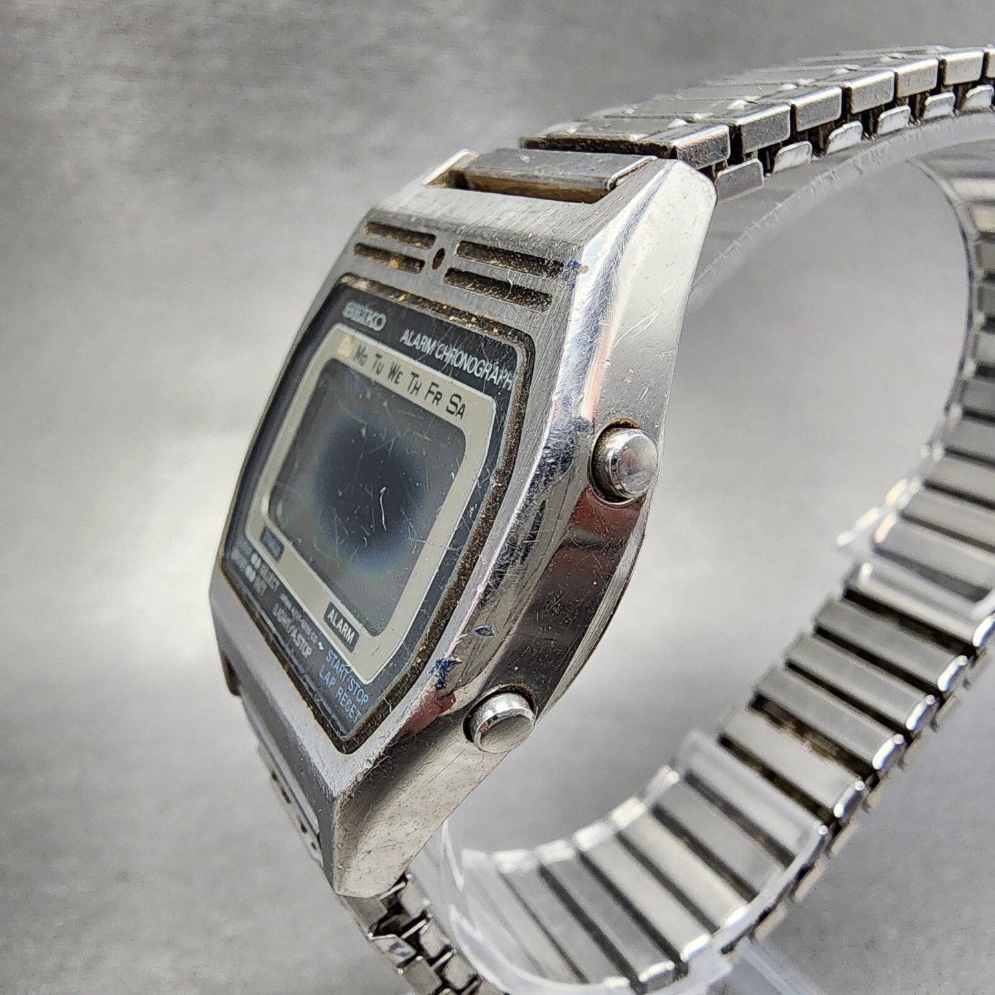 Seiko Digital Watch Men 34mm Steel Alarm Chronograph A257-5010 PARTS
