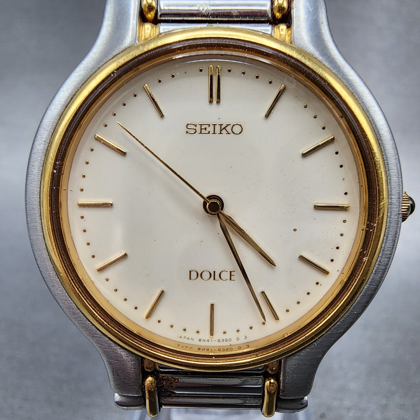 Seiko Dolce Watch Men 32mm Cream Dial Two Tone 8n41-6230 New Battery READ!