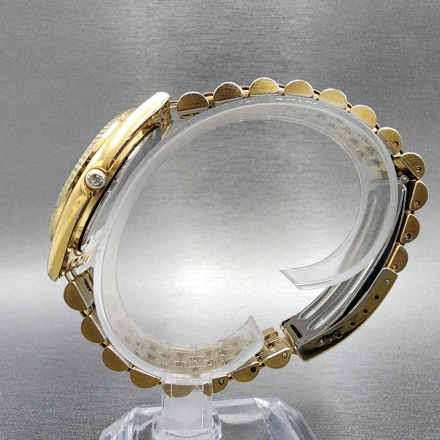 Seiko SQ President Watch Men 36mm Gold Dial Gold Tone Daydate Round 5Y23-8A69 A1