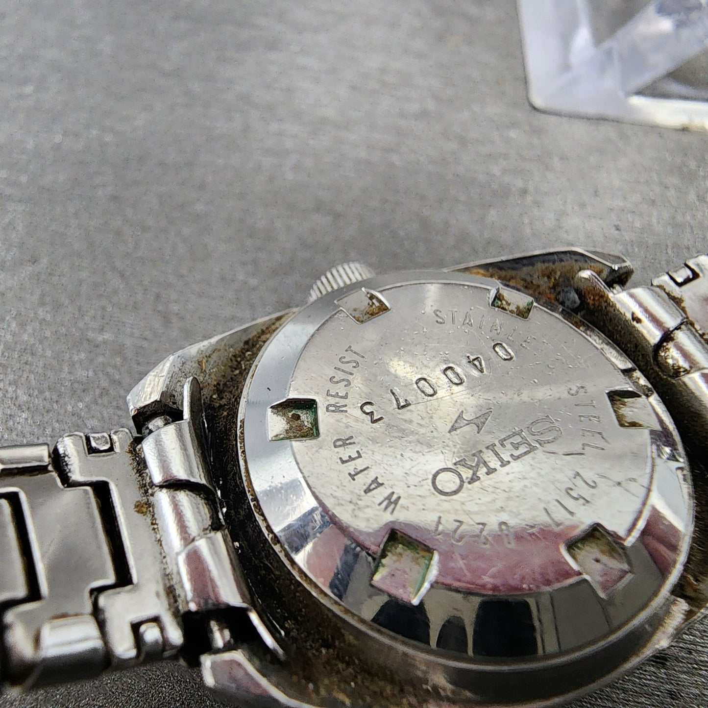 Seiko Automatic Watch Women 23mm Black Dial Silver Tone Date 2517-0221 PARTS