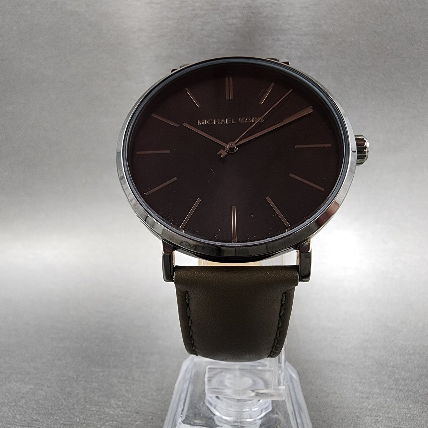 Michael Kors Auden Watch Men 41mm Black Dial Gray Tone MK7147 Round New Battery