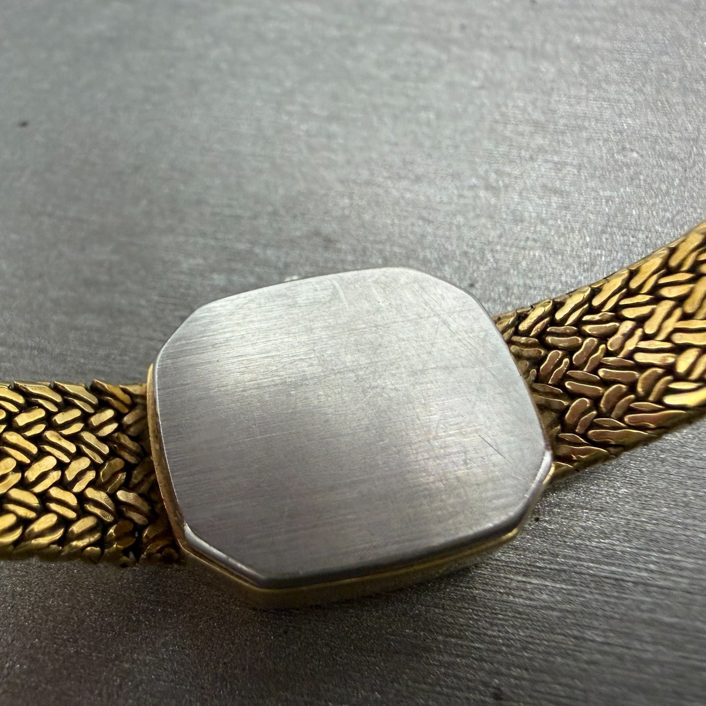 Tissot Watch Women 16mm Gold Dial Gold Plated Octagon mesh Band PARTS10