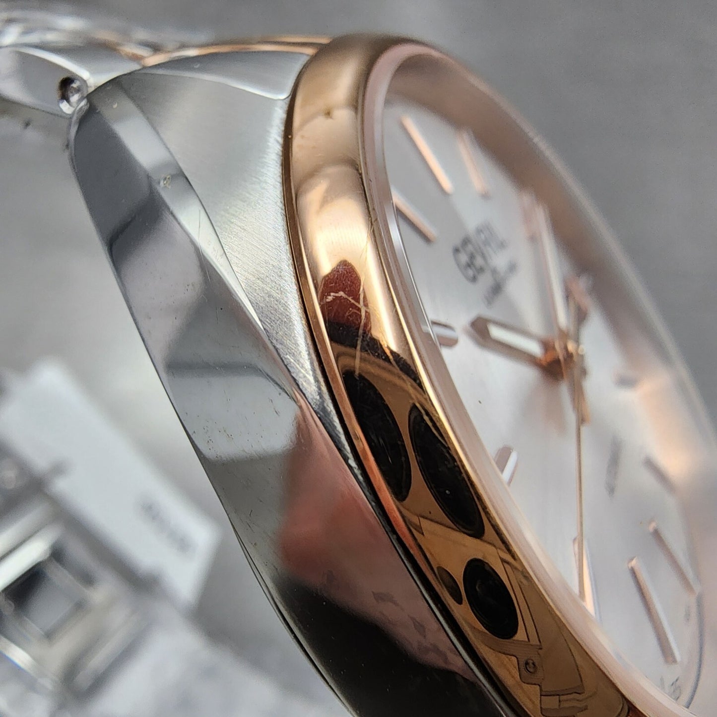 Gevril Five Points Automatic Watch Men 39mm Silver Dial Two Tone Date 48700