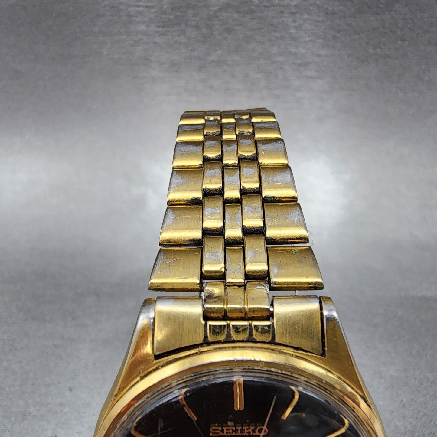 Seiko Watch Men 35mm Black Dial Gold Tone Daydate 7n43-8a39 New Battery READ