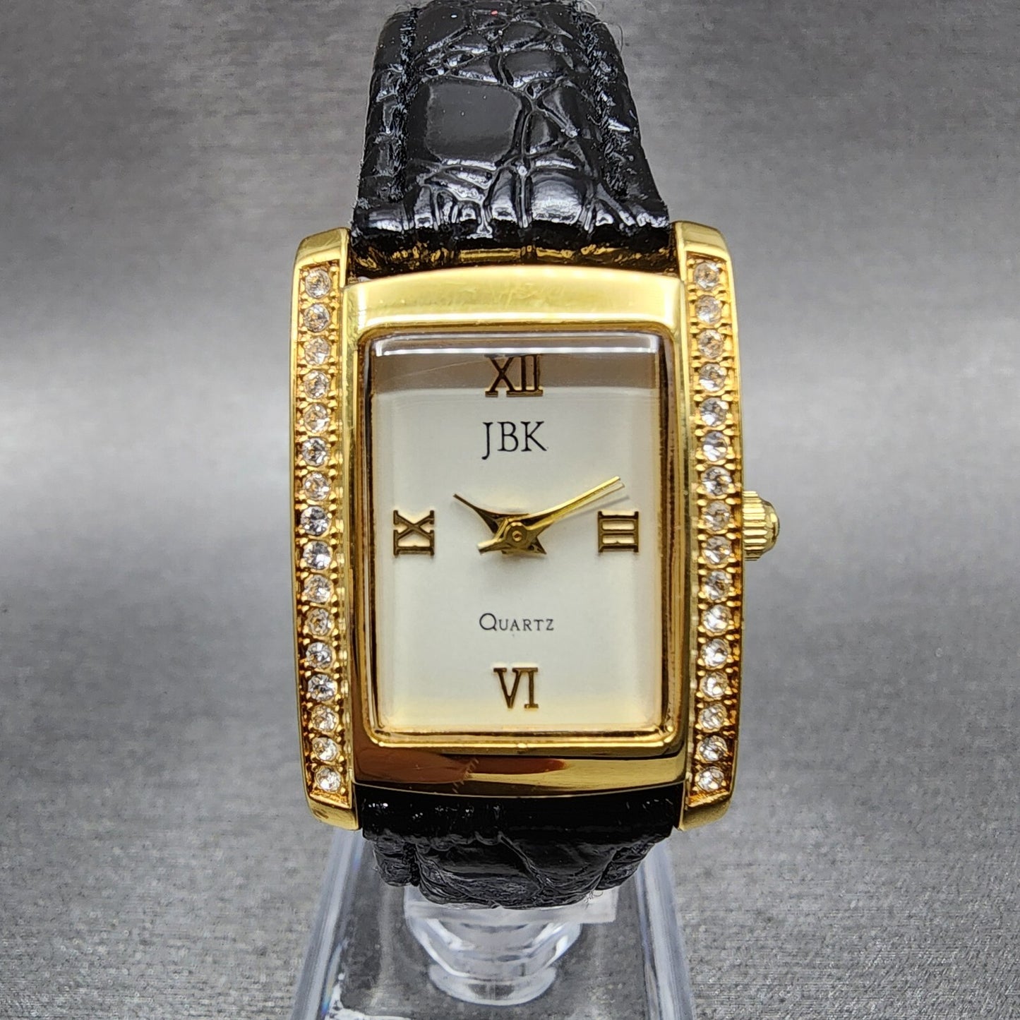 JBK Jacqueline Kennedy Tank Watch Women 22mm White Dial Gold Tone Rectangle Runs