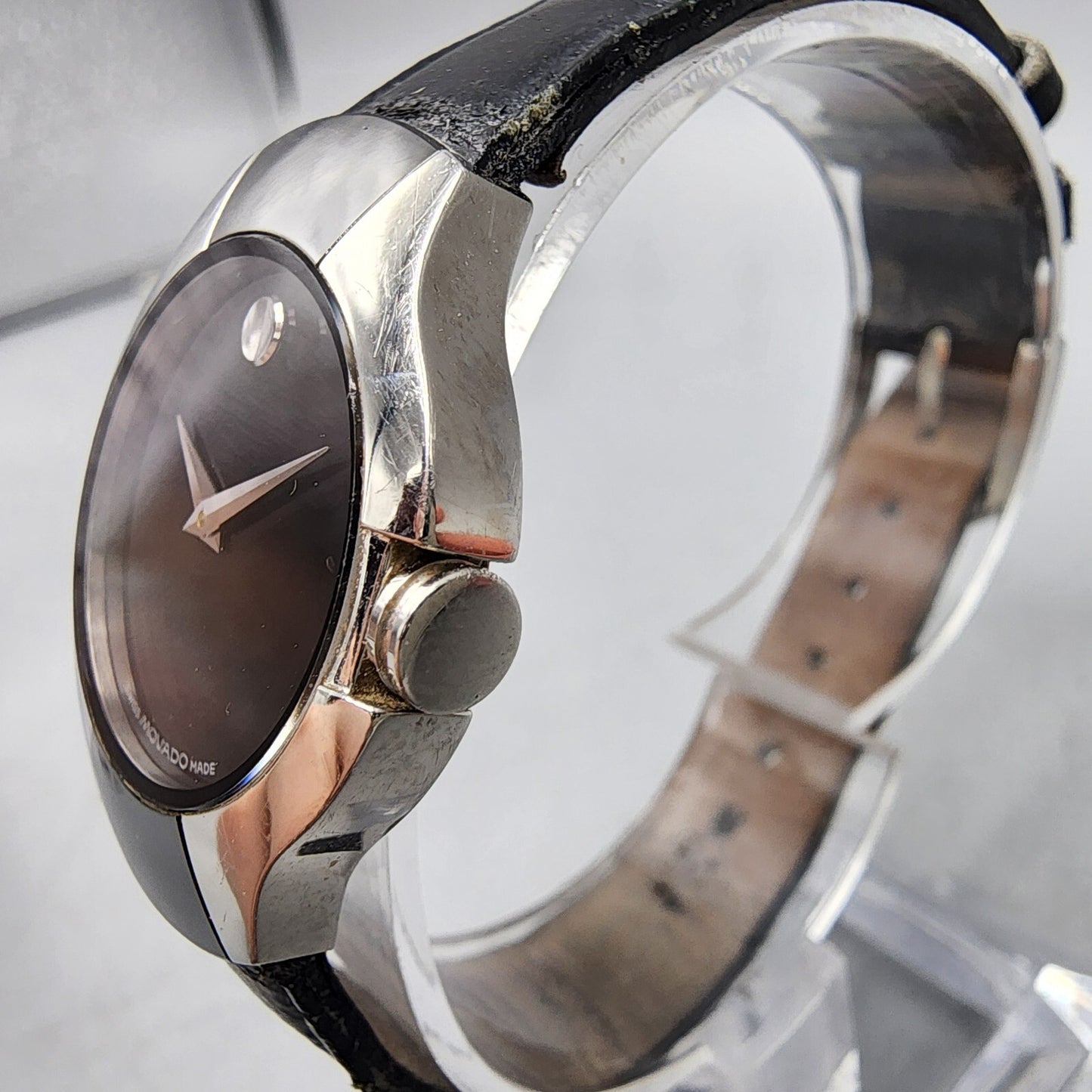 Movado Allia Watch Women 26mm Black Dial Silver Black Tone Round New Battery