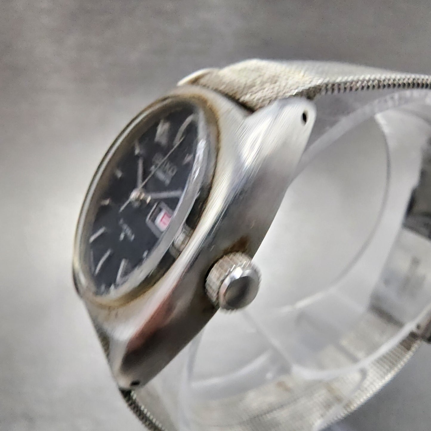Seiko Automatic Watch Women 22mm Black Dial Silver Tone Daydate 2706-7010 Runs