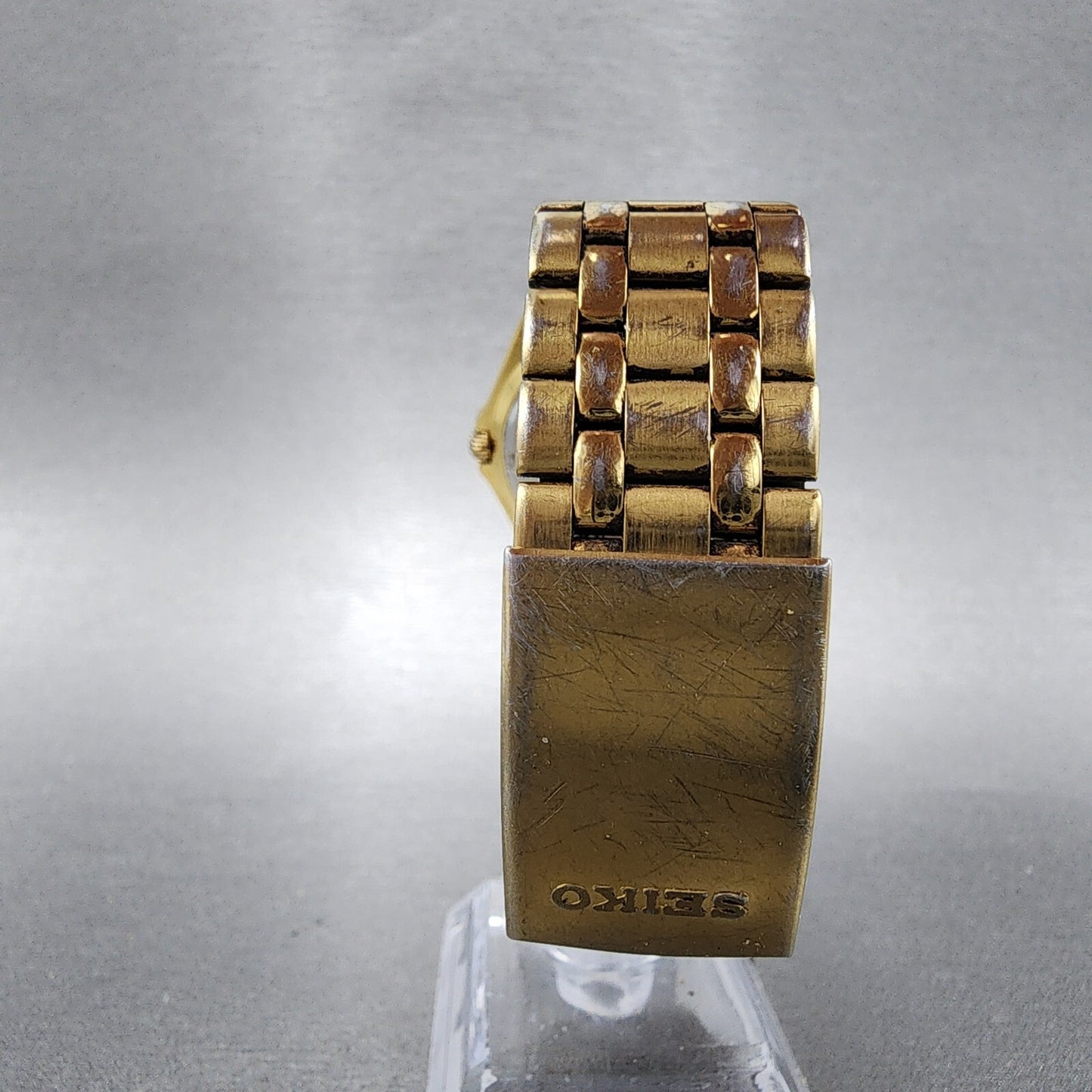 Seiko Watch Men 37mm Black Dial Gold Tone Daydate 7n43-6a79 New Battery