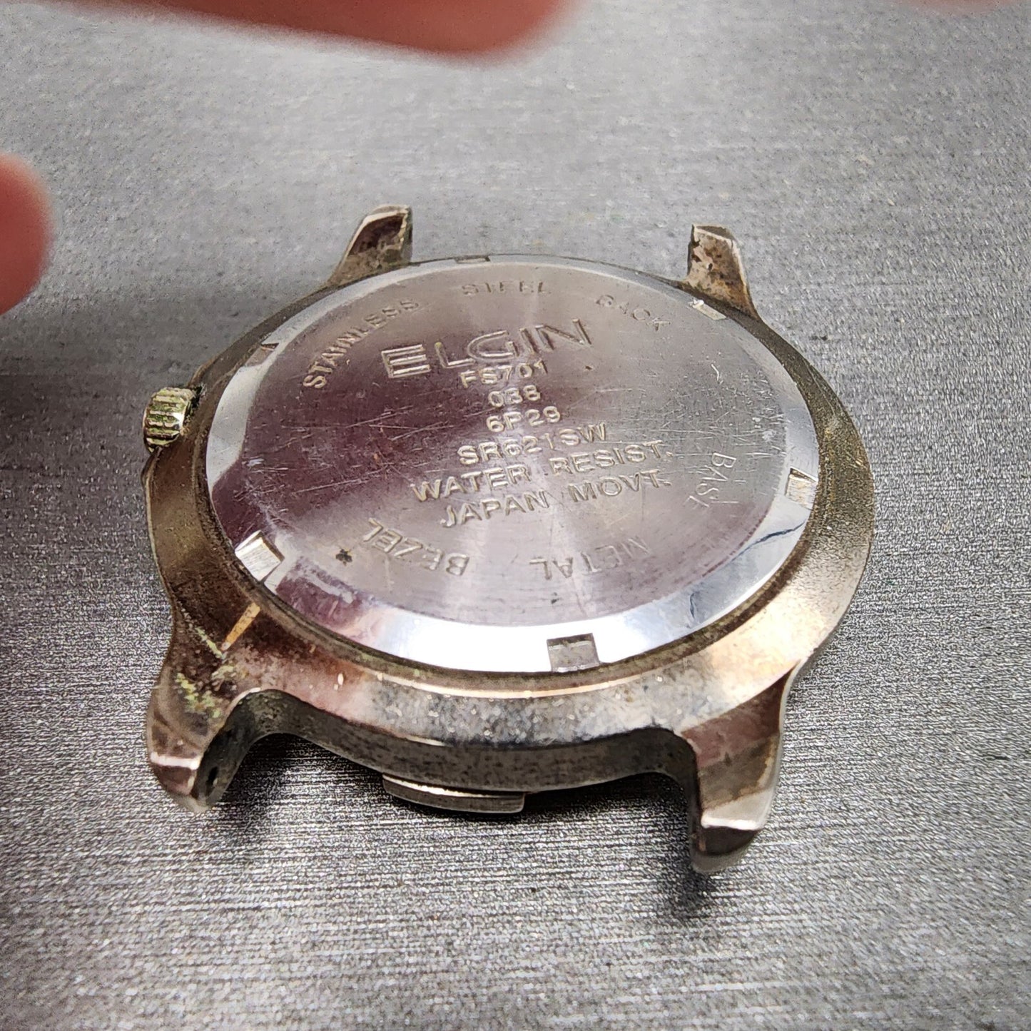 Elgin Watch Men 40mm Gray Dial Two Tone Daydate Round 6P29 FS701 New Battery