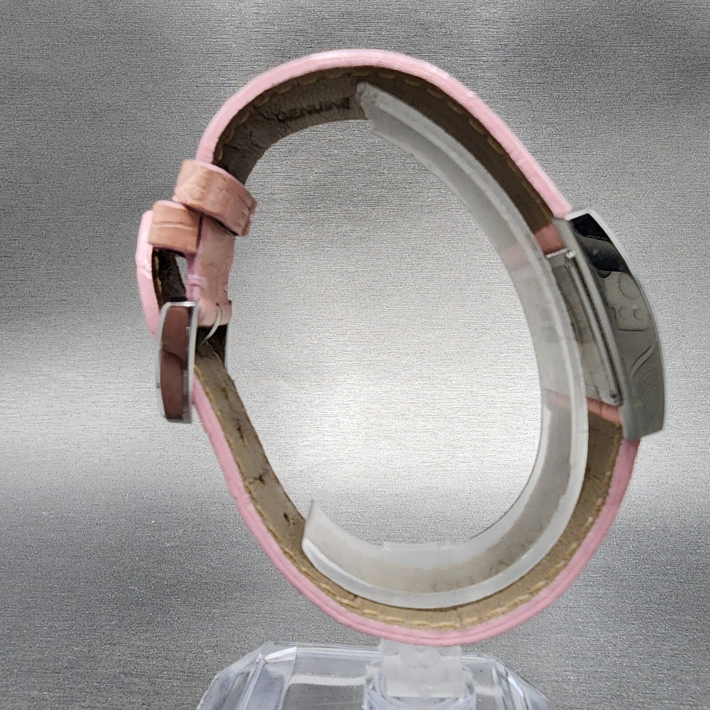 Movado Eliro Watch Women 32mm Pink Dial Silver Tone Rectangle New Battery
