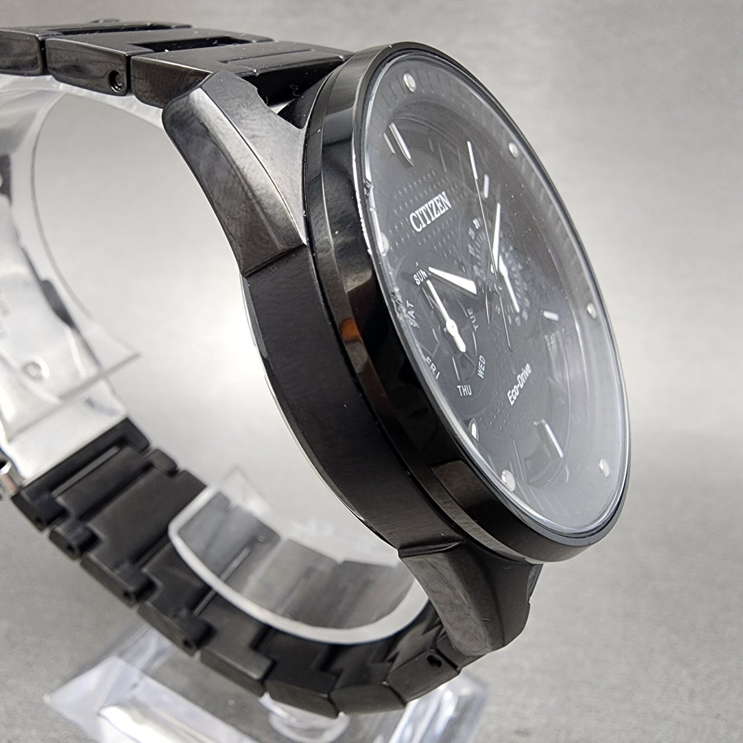 Citizen Eco-Drove CTO Watch Men 43mm Black Dial Black Tone Daydate Round Runs BD