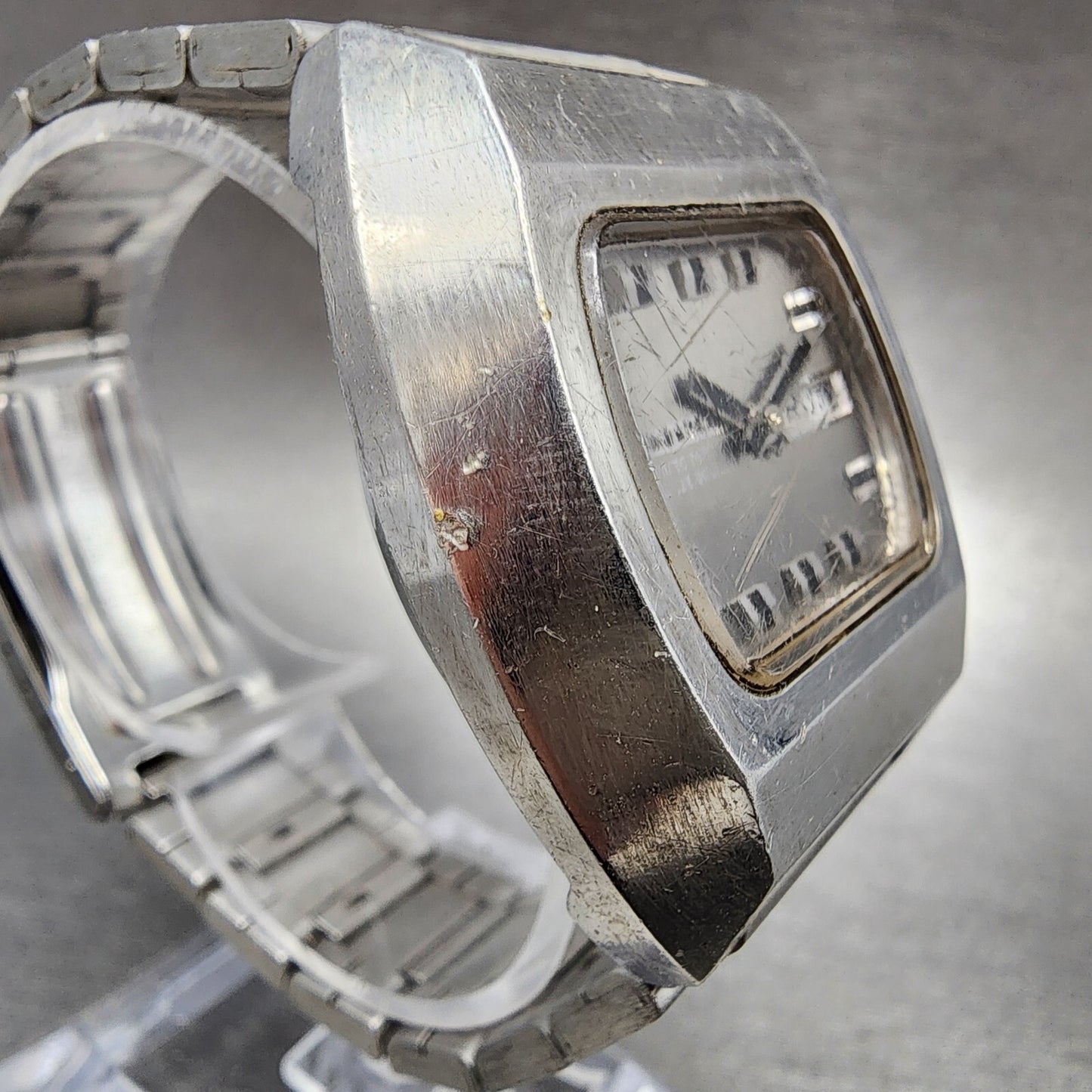 VTG Citizen Automatic Watch Men 36mm Silver Dial Steel Daydate Rectangle READ!!!