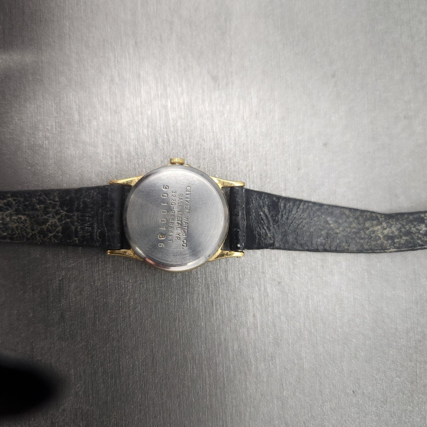 VTG Citizen CQ Watch Women 21mm Black Dial Gold Tone Round 3220-914864 New Batt