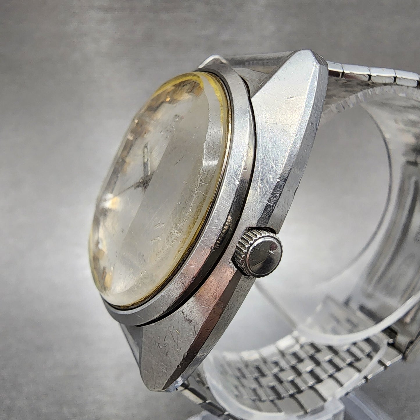 Seiko Lord Matic Watch Men 36mm Silver Dial Silver Tone Daydate 5606-7230 Runs