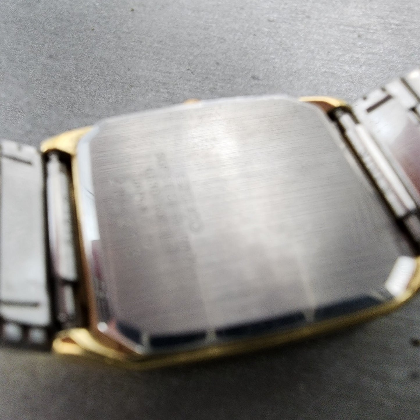 Seiko Tank Watch Men 26mm Gray Dial Gold Tone Rectangle 6530-5080 New Battery