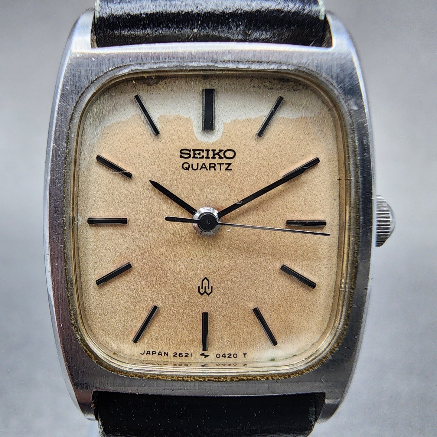 Seiko Watch Women 21mm White Dial Silver Tone Rectangle 2621-5220 New Battery