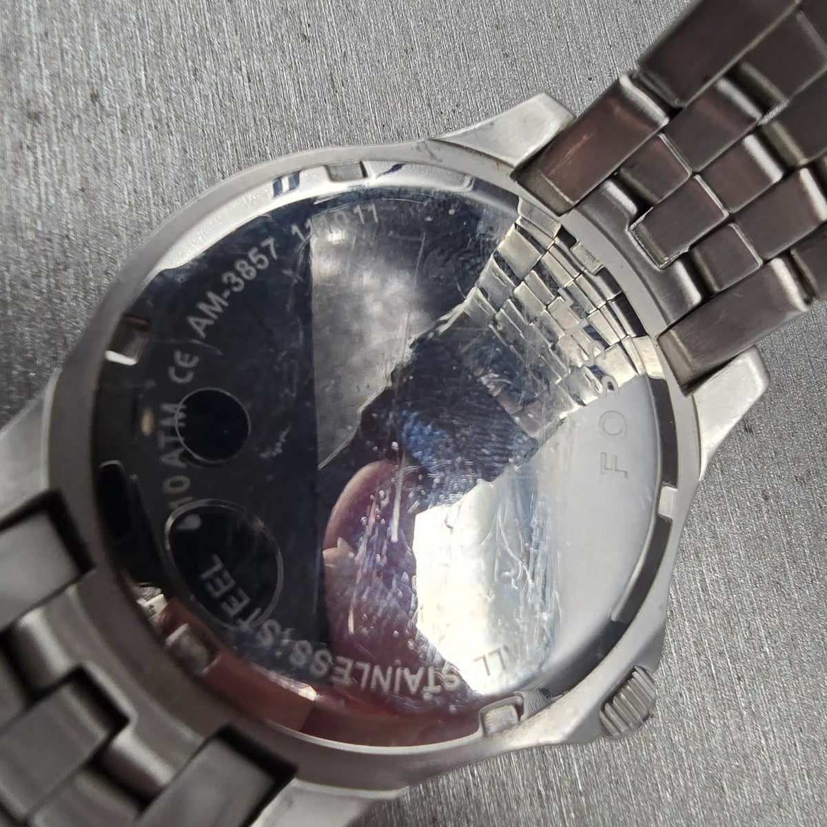 Fossil Blue Watch Men 41mm Silver Dial Silver Tone Date Round AM3857 New Battery10
